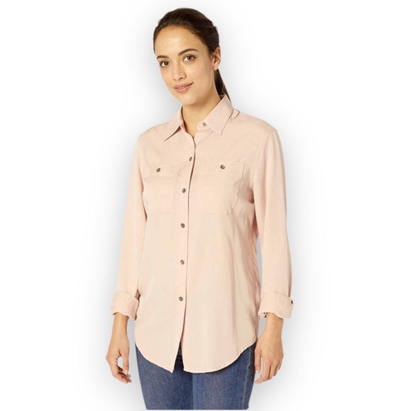 CHAPS Women's Size XL Tencel Long Sleeve Pink Button Front Shirt - NWT - Picture 2 of 8